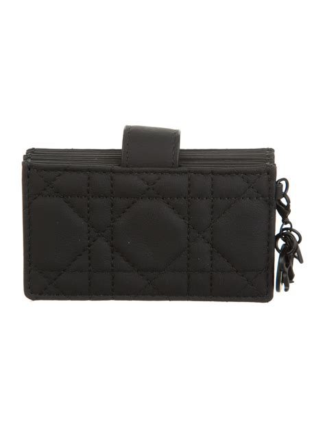 lady dior flap card holder in black|dior 5 gusset card holder.